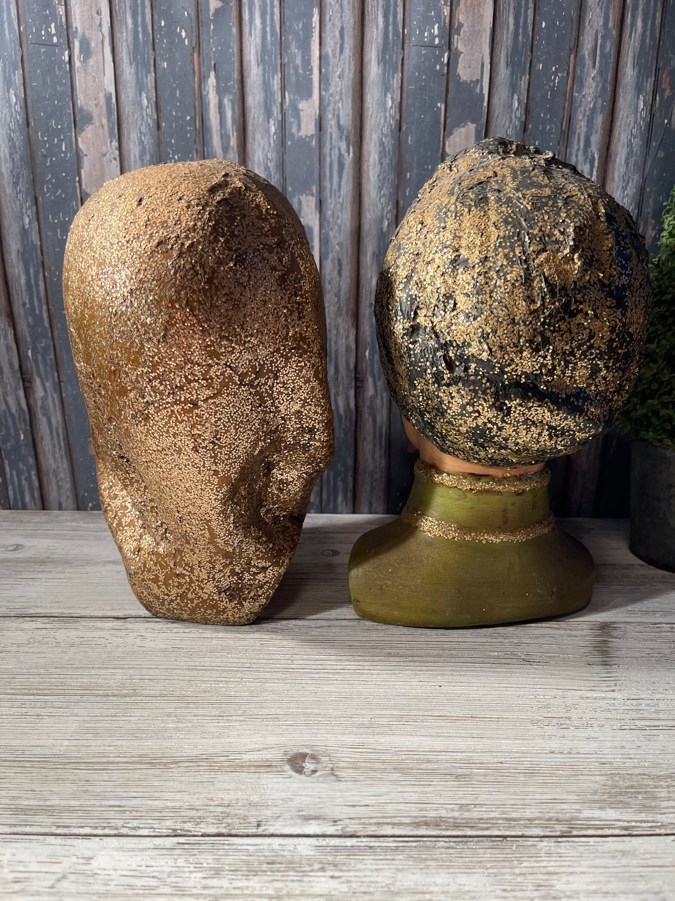Vintage Marwal Chalkware Busts - Male and Female - Etsy