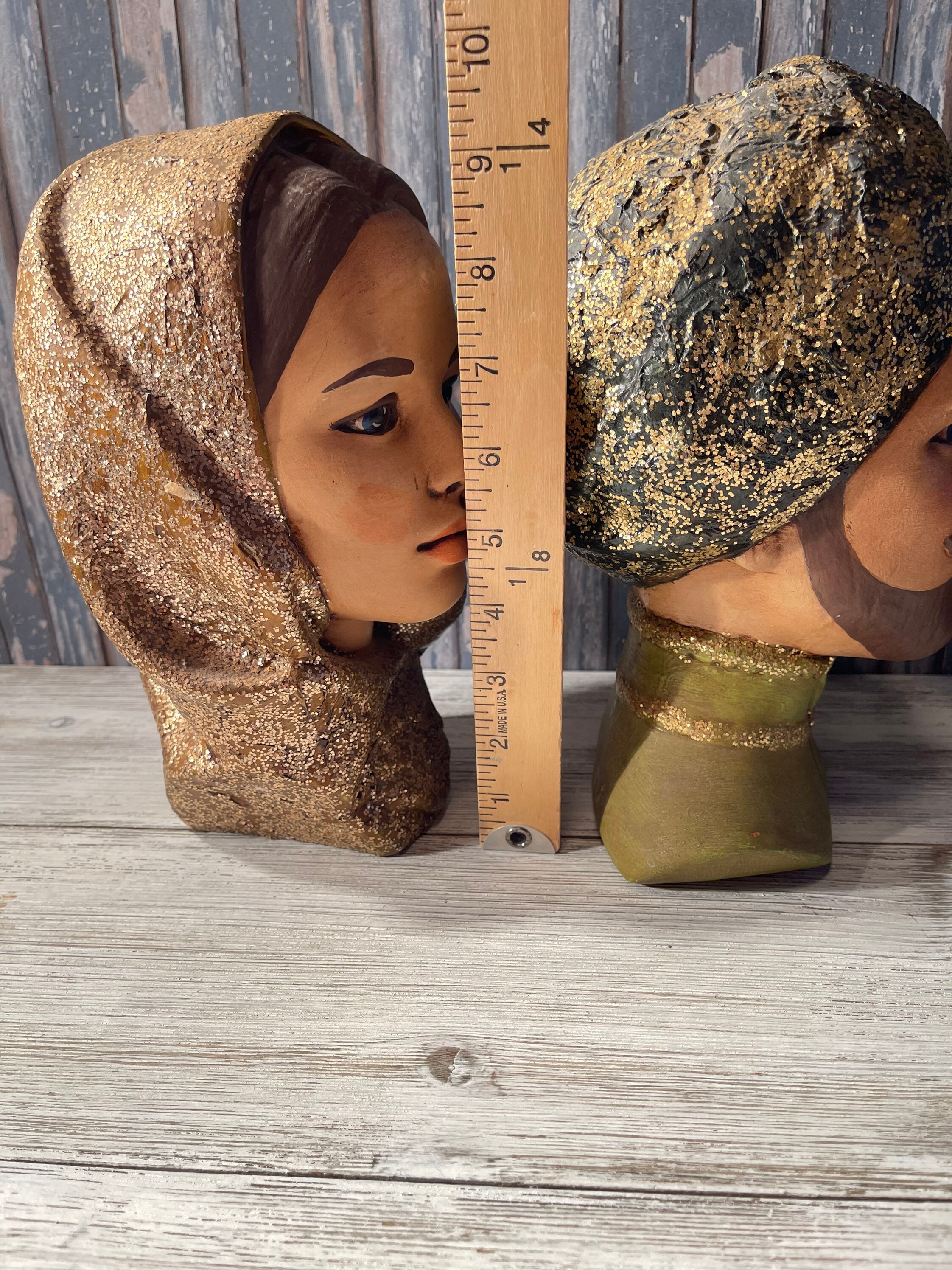 Vintage Marwal Chalkware Busts - Male and Female - Etsy