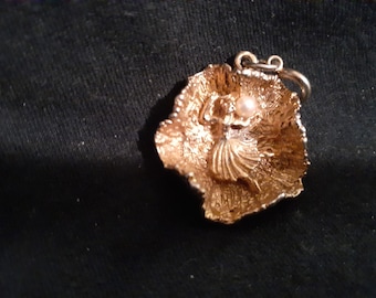 Vintage Ballerina in a Lettuce Leaf with Pearl Pendant