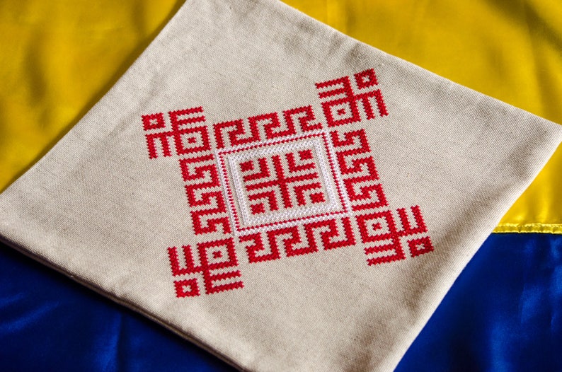 Embroedered Linen Pillow Cover Angel's Cradle Slavic Etsy