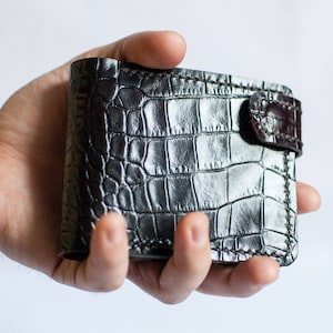 Mens Leather Wallet - " Supernatural " - Dark Brown Leather, Burgundy, Embossed Leather - Grand Tartaria