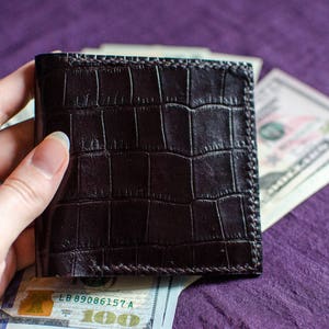 Mens Leather Wallet - Esquire - Dark Brown Leather, Burgundy, Genuine Leather - Grand Tartaria