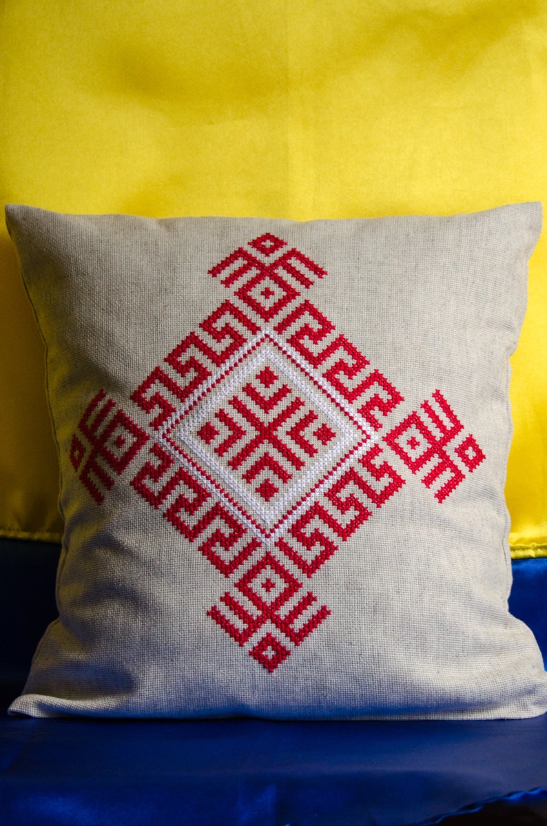 Embroedered Linen Pillow Cover Angel's Cradle Slavic Etsy