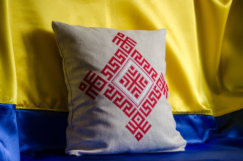 Embroedered Linen Pillow Cover Angel's Cradle Slavic Etsy