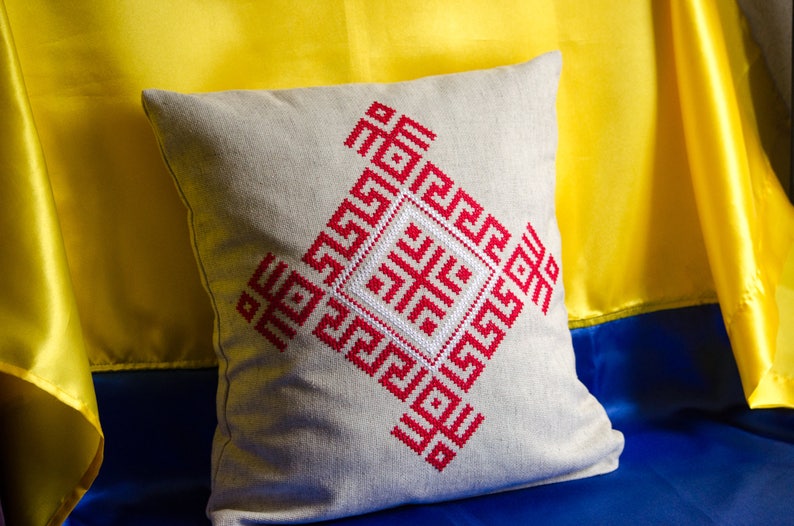 Embroedered Linen Pillow Cover Angel's Cradle Slavic Etsy