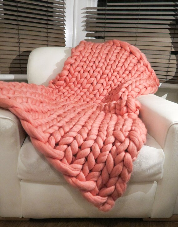 Super Chunky blanket 100% Pure Merino Wool Blanket Handmade in | Etsy