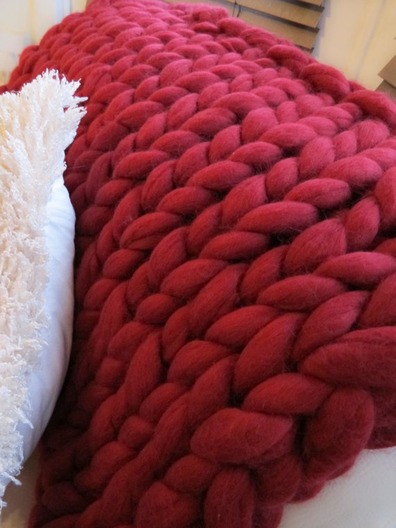 SALE Throw blanket Chunky blanket Merino wool blanket Gray