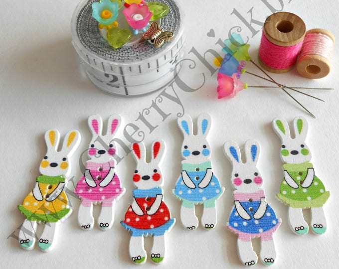 Bunny Buttons Rabbit Buttons Wood Buttons Sewing Buttons Quilting
