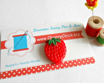 Strawberry Needle Minder - Strawberry Needle Magnet - Needle minder - Crossstitch gifts - Strawberry magnet - Quilt Retreat gifts