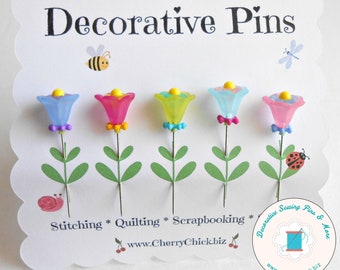 Sewing Pins - Decorative Sewing Pins - Sewing gifts - Pretty Pins - Gift for Quilters - Quilt Retreat Gifts - Handmade Pins