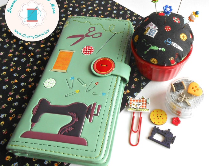 Featured listing image: Sewing theme wallet - Seamstress Wallet - Quilter Gift - Sewist Gift - Clutch Wallet - Gift for Quilters - Sewing Gift - Quilting gift ideas