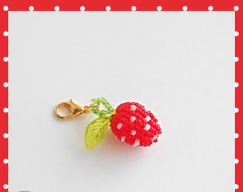Strawberry zipper charm - Strawberry zipper pull - Strawberry Planner Charm