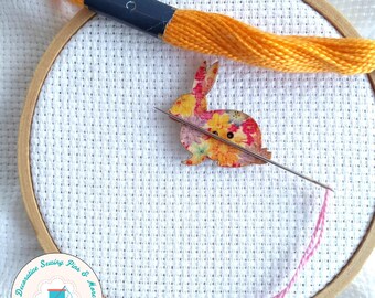 Bunny Needle Minder -  Needle Magnet - Cross stitch gifts -  Gift for Quilter - Embroidery Gifts - Sewing Gifts - Cross Stitch