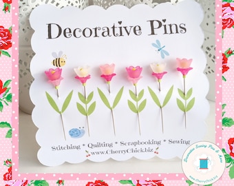 Decorative Sewing Pins - Pin Toppers - Gift for Quilters - Sewing Pins - Fancy Pins - Scrapbooking Pins - Quilting Pins - Pincushion Pins