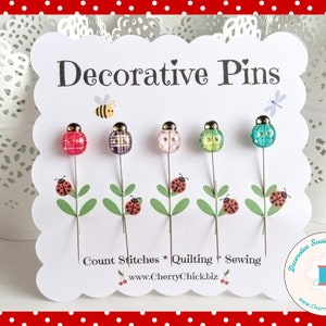 Ladybug Sewing Pins: Decorative Quilting Pins, Retreat Gift