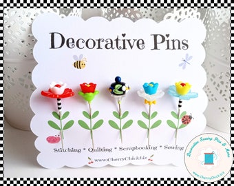 Decorative Sewing Pins - Gift for Quilters - Sewing Pins - Pretty Pins - Fancy Pins - Scrapbooking Pins - Quilting Pins - Pincushion Pins