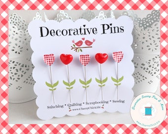 Heart Sewing Pin - Decorative Sewing Pin - Valentine Sewing Pin - Counting Pin - Retreat Gift - Bulletin Board Pin - Gift for Quilters