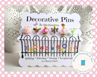 Decorative Sewing Pins - Sewing Pins - Quilting Pins - Flower Pins - Sewing gifts - Quilter gifts - Bulletin Board Pin - Push Pin