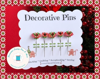 Christmas Sewing Pin - Decorative Sewing Pin - Holiday Sewing Pin - Sew Fun - Sewing Gift - Flower sewing pin - Cross stitch counting Pin