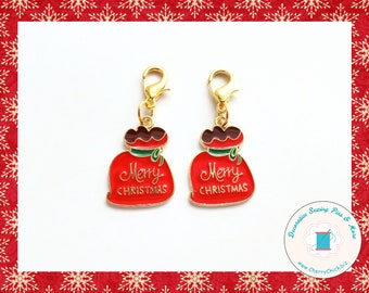 Santa Claus Bag Zipper Pull - Santa Bag zipper charm - Santa Claus Bag Planner Charms - Santa's Bag Pull - Santa's gift bag charms