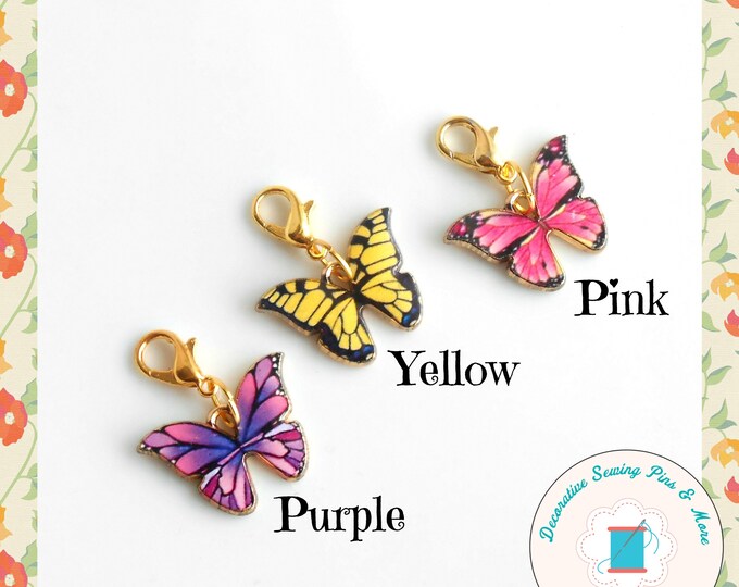 Featured listing image: Butterfly zipper charm - Butterfly zipper pull - Butterfly Planner Charm - Gift for quilter - Butterflies - Sewing Gifts