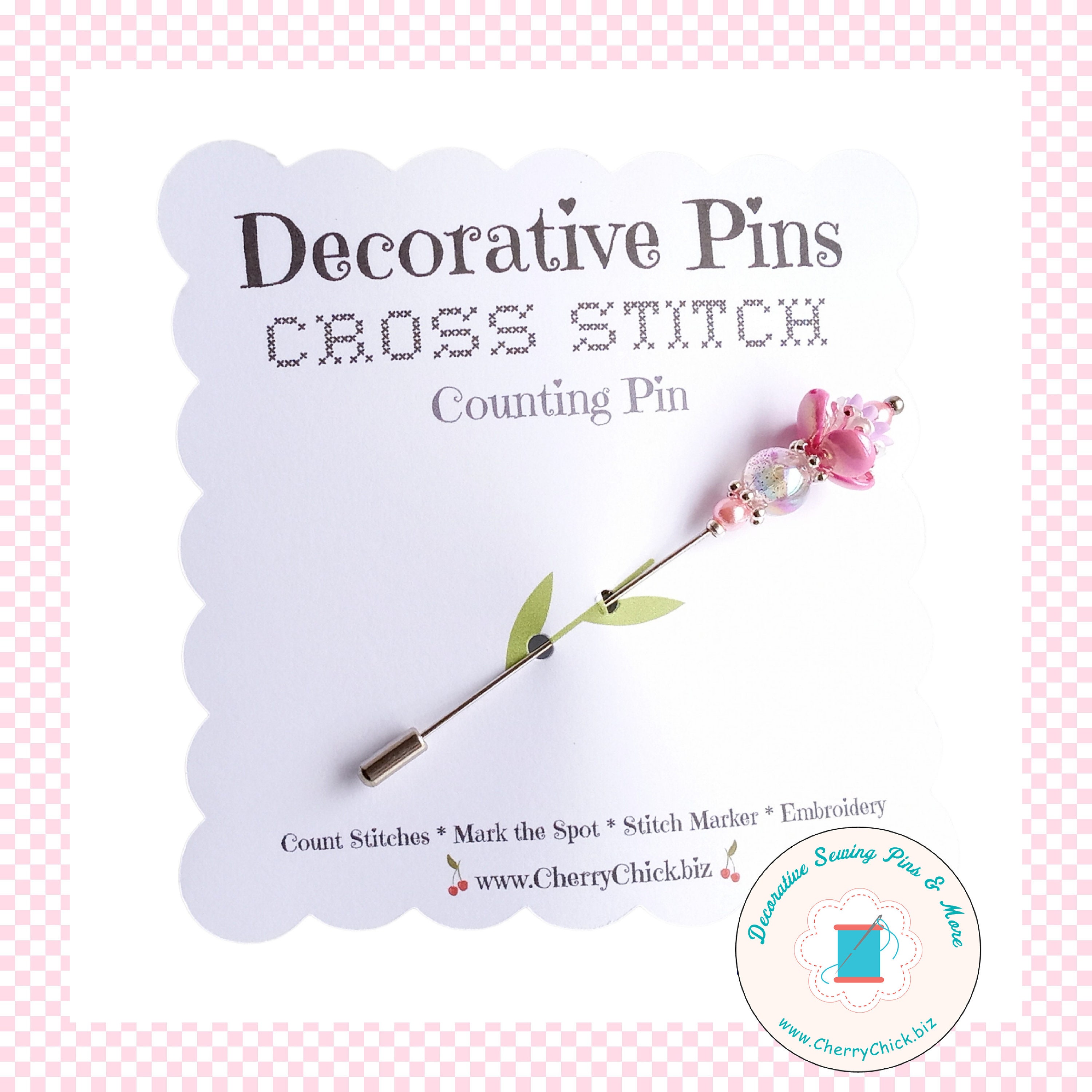 Counting Pin Crossstitch Pin Flower Pin Gift for Cross Stitchers