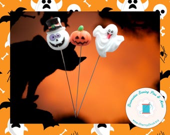 Decorative Halloween Pins - Ghost Sewing Pin - Fall Sewing Pin - Pumpkin sewing pin - Autumn Pin - Counting Pin - Skeleton face sewing pin