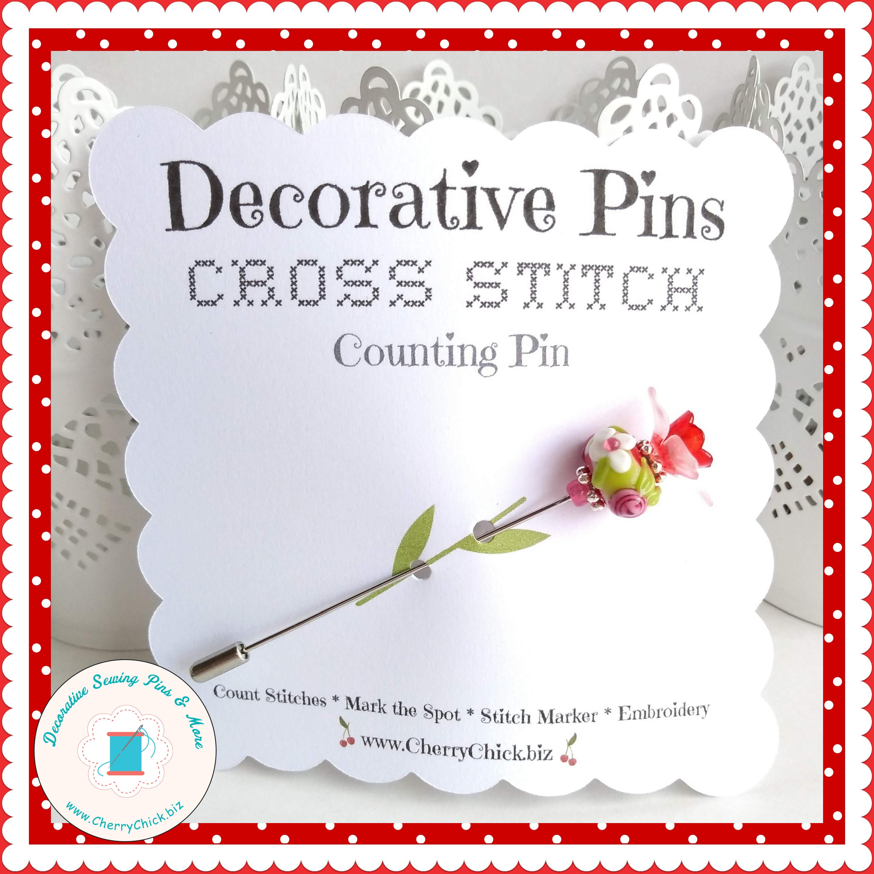 Counting Pin Crossstitch Pins Flower Pins Gift for Cross