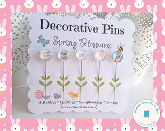 Happy Easter Sewing Pins - Decorative Sewing Pins - Easter Pins - Handmade Pins - Bunny Sewing Pins - Easter Egg Sewing Pins