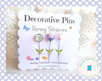 Spring Sewing Pin - Easter Sewing Pin - Decorative Sewing Pins - Happy Easter Pins - Rabbit Sewing Pin - Bunny Sewing Pin - Counting Pin