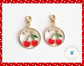 Cherry zipper charm pair - Cherry zipper pull pair - Cherry Planner Charms - Cherry Charm - Cherry zipper pull - Cherries Charm