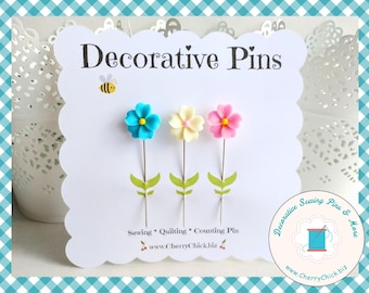 Flower sewing Pins - Decorative Sewing Pins - Pretty Pins - Gift for Quilters - Sewing Gifts - Quilt Retreat Gifts - Counting Pins