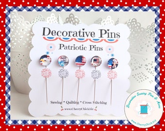 Patriotic Sewing Pins - Red, White, Blue Sewing Pins - Decorative Sewing Pin - Counting Pin - Gift for Quilters - Sewing Gifts - Flag Pins