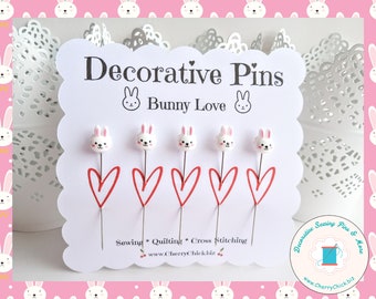 Bunny Sewing Pins - Decorative Sewing Pins - Bunny Counting Pins - Rabbit Sewing Pins - Gifts for Cross Stitchers - Rabbit Pins