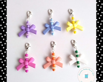 Beaded bow zipper charm pair - Bow Planner Charms - Bow zipper pull - Bow charm - Bag Charms - Bow pouch charms