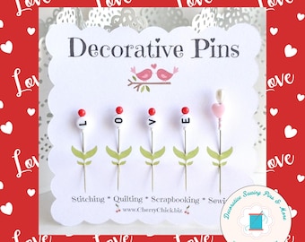 Decorative Valentine Pins - Heart Pin - Decorative Sewing Pin - Quilting Pin - Love Pin - Gift for Quilter - Counting Pin - Heart Sewing Pin