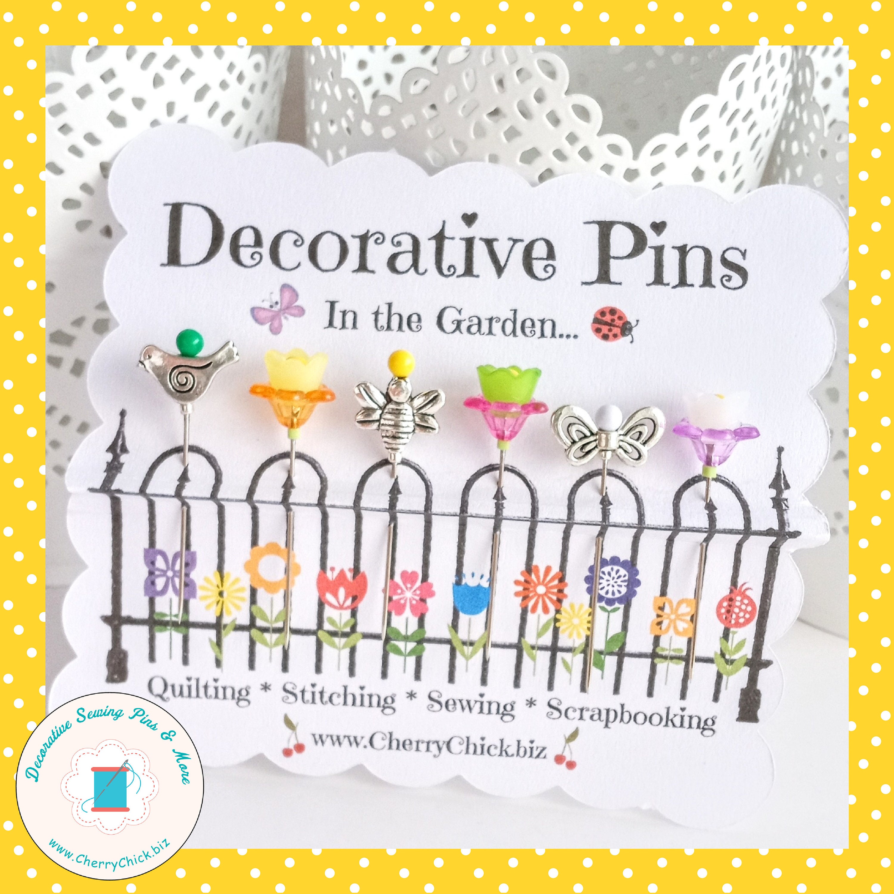 Decorative Sewing Pins - Pretty Pins - Quilting Pins - Flower Pins - Sewing  gifts - Quilter gifts - Bulletin Board Pin - Push Pin