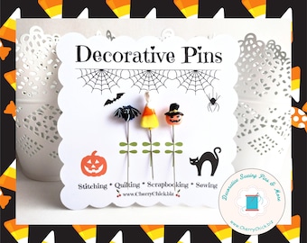 Decorative Halloween Pins - Candy Corn Pins - Decorative Sewing Pins - Quilting Pins - Autumn Pins - Gift for Quilters - Fall Pins