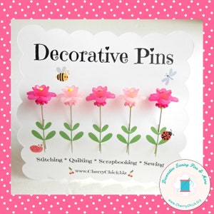 Sewing Pins - Flower Pins - Gift for Quilters - Decorative Sewing Pins - Pretty Pins - Scrapbooking Pins - Quilting Pins -  Pincushion Pins