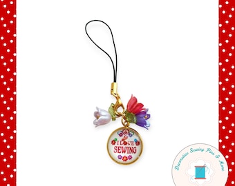 I Love Sewing Scissors Fob - Gift for Quilter - Gift for Seamstress - Scissors Fob - Quilt Retreat gift - Scissors Charm - Cross stitch gift