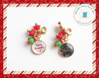 Christmas zipper charm - Merry Christmas zipper pull - Christmas Planner charm - Christmas zipper pull - Gifts for Quilters