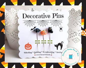 Decorative Halloween Pins - Pumpkin Pin - Decorative Sewing Pins - Quilting Pin - Autumn Pins - Gift for Quilters - Fall Pins - Counting Pin