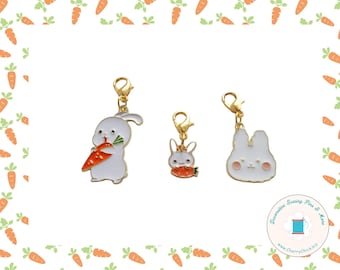 Bunny zipper charm pair - Easter zipper charm - Rabbit zipper pull pair - Bunny Planner Charms - Bunny Charms - Bunny zipper pulls