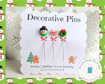 Christmas Sewing Pin - Holiday Sewing Pin - Snowman Sewing Pin - Wreath Sewing Pin - Candy house sewing Pin - Decorative Pin - Counting pins