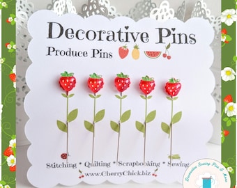 Strawberry Sewing Pins - Decorative Sewing Pins - Quilt Retreat Gift - Strawberry counting pin