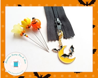 Bat zipper charm pair - Bat zipper pull pair - Bat Planner Charm - Halloween zipper Charm - Halloween zipper pull - Quilted bag charms - Bat