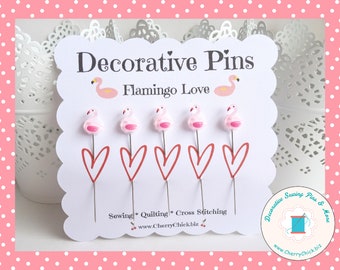 Flamingo Sewing Pins - Decorative Sewing Pins - Flamingo Counting Pins - Handmade Pins - Gifts for Cross Stitchers - Retreat Gifts