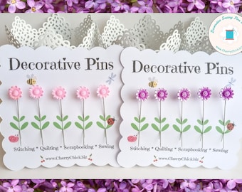 Flower Sewing Pins - Decorative Sewing Pins - Handmade Pins - Pretty Pins
