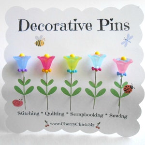 Sewing Pins Decorative Sewing Pins Sewing gifts Pretty Pins Gift for Quilters Quilt Retreat Gifts Handmade Pins image 3