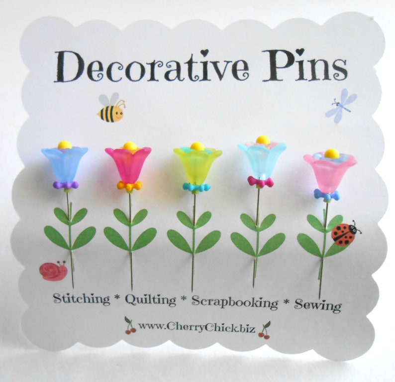 Sewing Pins Decorative Sewing Pins Sewing gifts Pretty Pins Gift for Quilters Quilt Retreat Gifts Handmade Pins image 3